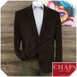 Chaps Mens Blazer Sport Coat Two Button‎ Casual Jacket Size 48R Corduroy Suit